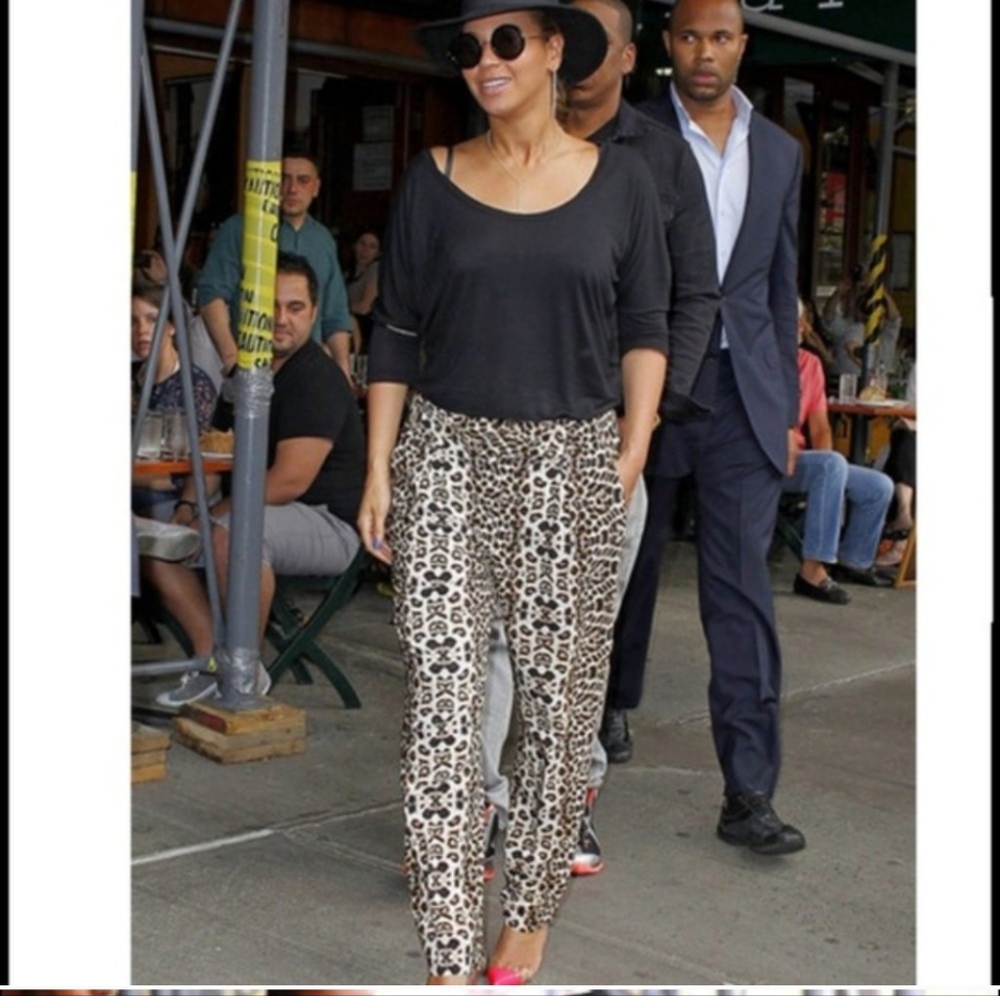 A.L.C Elson Silk Leopard Pants 2 brown 100% silk